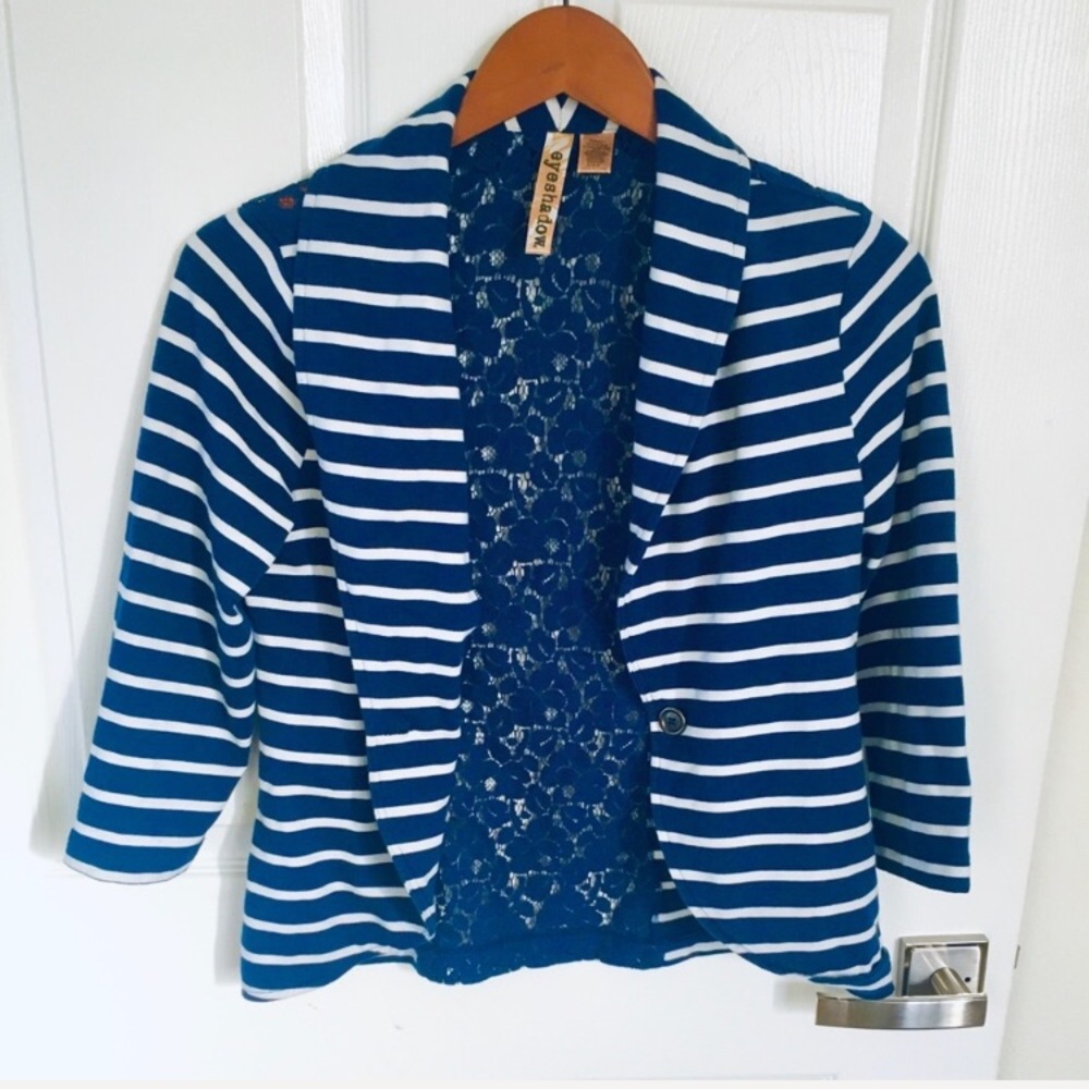 Navy blue and white Eyeshadow blazer